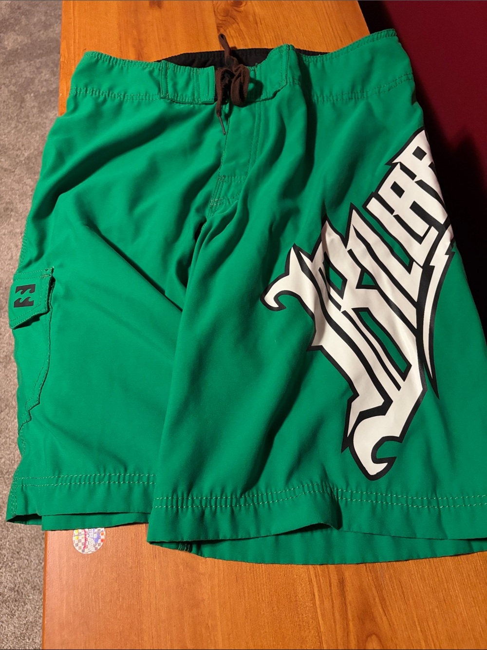 Billabong Men’s Bright Green Board Shorts with White Graphic